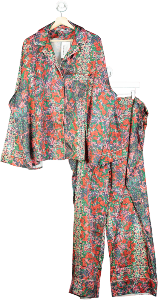 Selene Paradise Floral Print Satin Pyjama Set UK 28