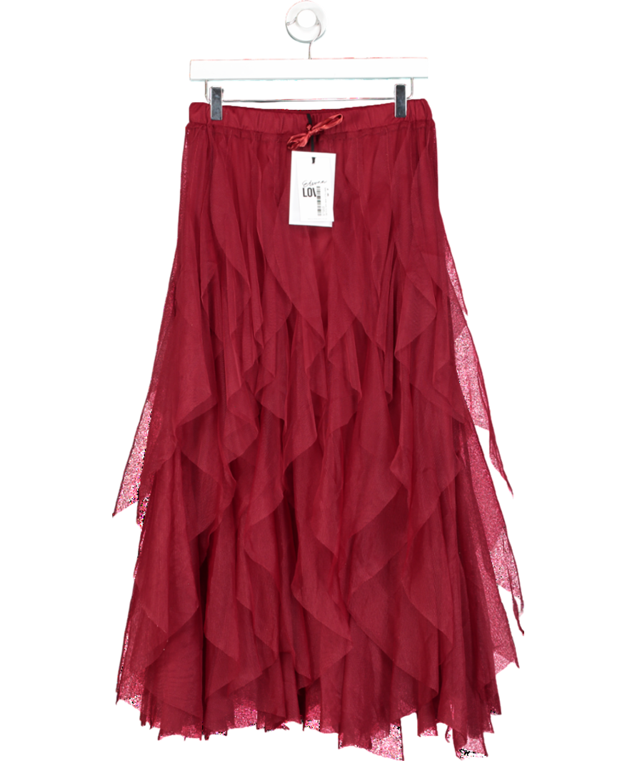 ELEVEN LOVES Red Iris Tulle Maxi Skirt UK S/M