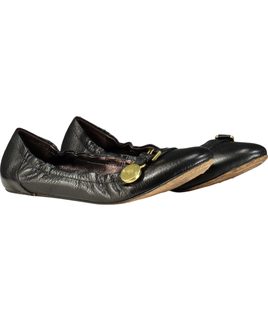 Mulberry Black Bayswater Ballerina Leather Pumps UK 7 EU 40 👠