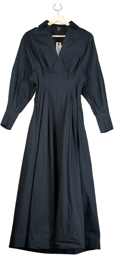 Karen Millen Navy Poplin Balloon Sleeve Woven Shirt Dress UK 6
