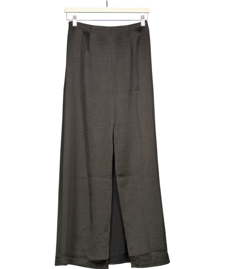 4th & Reckless Black Satin Back Split Maxi Skirt UK 6