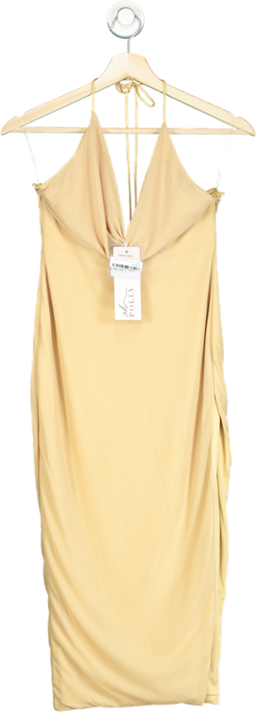 Oh Polly Beige Cowl Neck Midi Dress UK 6