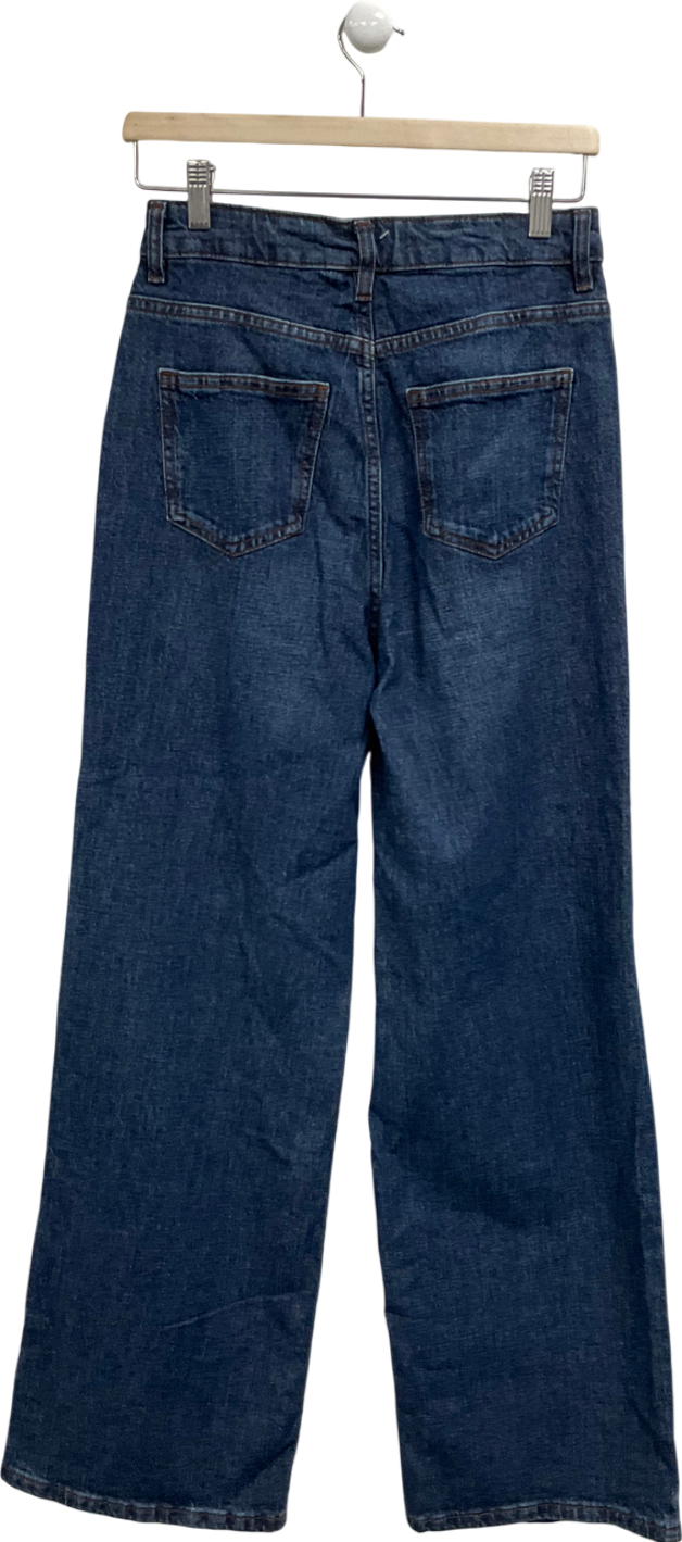 TU Sainsburys Blue Dark Wash Wide Leg Jeans - Long Length UK 8