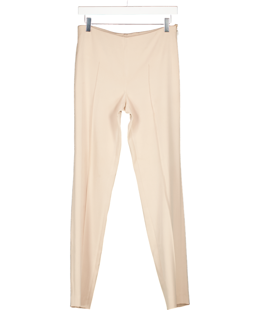 A-K-R-I-S- Cream Slim Silk Stretch Crêpe Trousers Fr36 UK 8