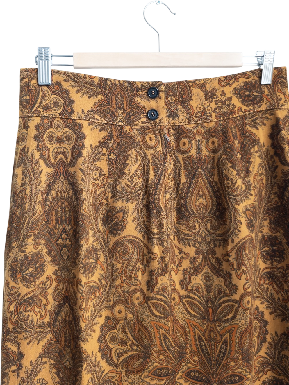 BYBLOS Vintage Mustard Yellow Wool Blend Paisley Print Pencil Skirt It46 UK 14