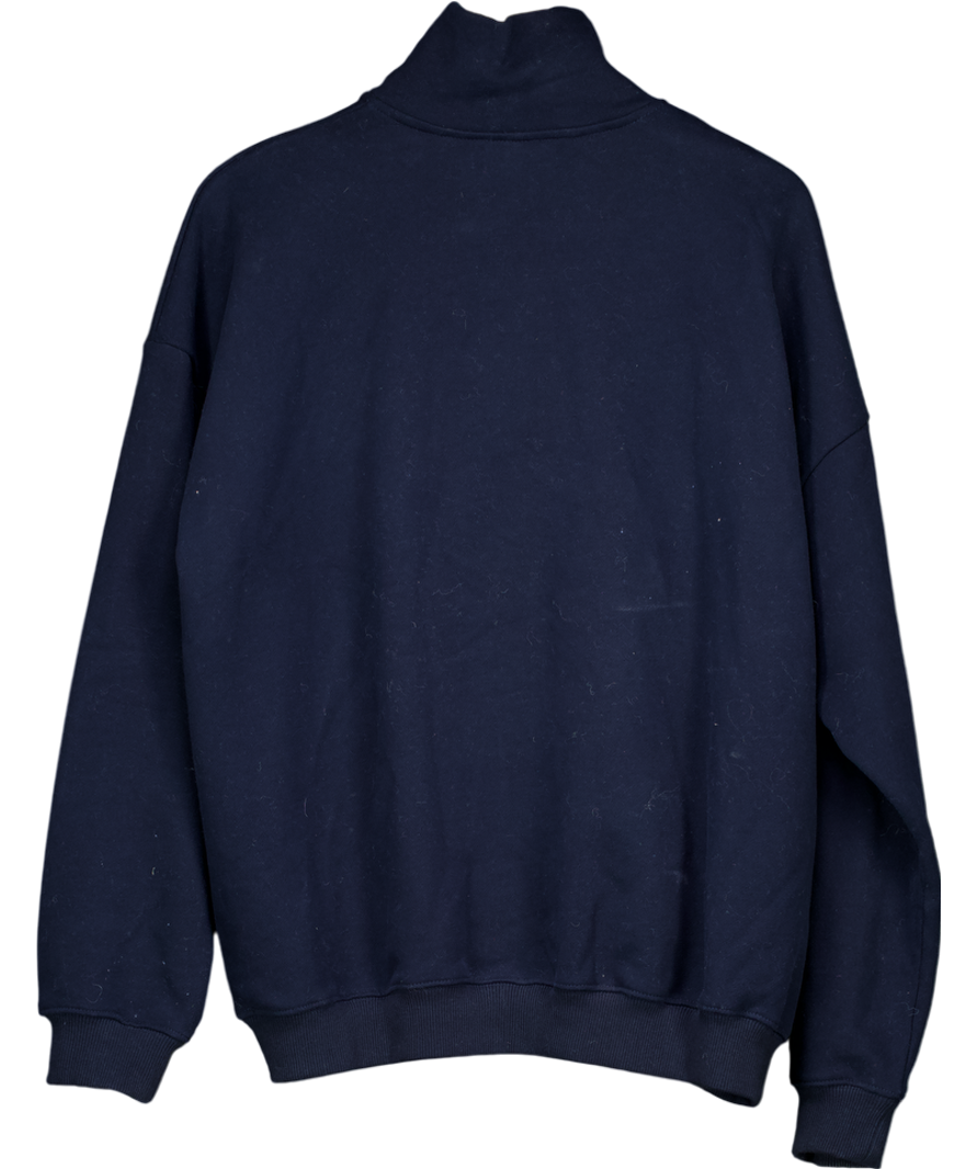 Adanola Blue 100% Cotton Varsity Funnel Neck Zip Sweatshirt UK S