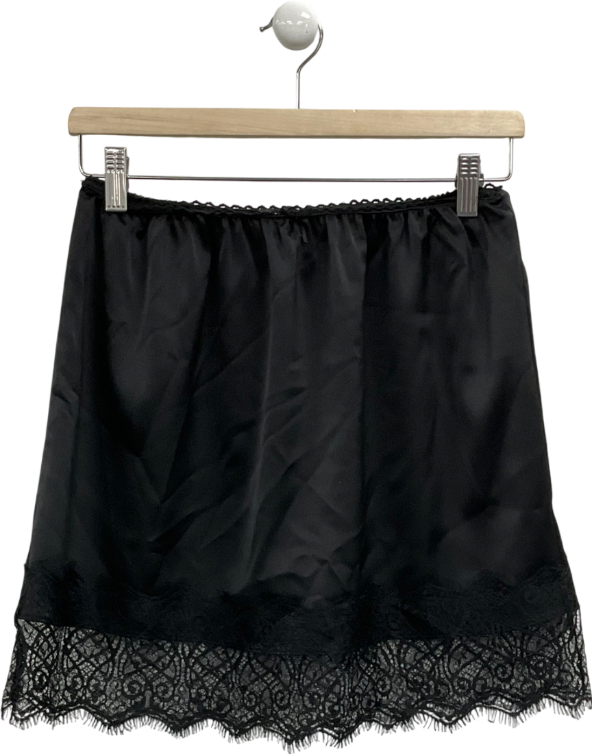 River Island Black Lace Trimmed Mini Skirt UK 8