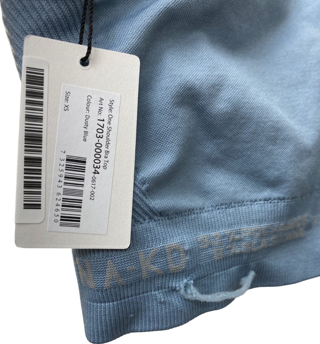 NA-KD Blue One Shoulder Gym Top UK XS