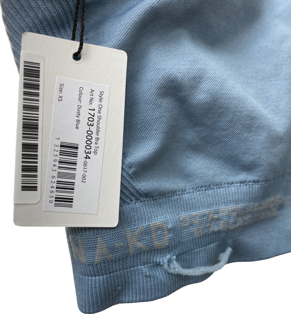 NA-KD Blue One Shoulder Gym Top UK XS