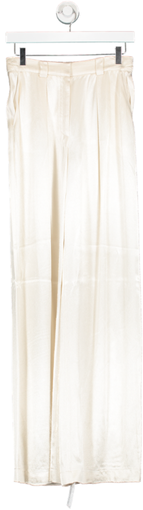 Total White Cream Satin Trousers UK 10