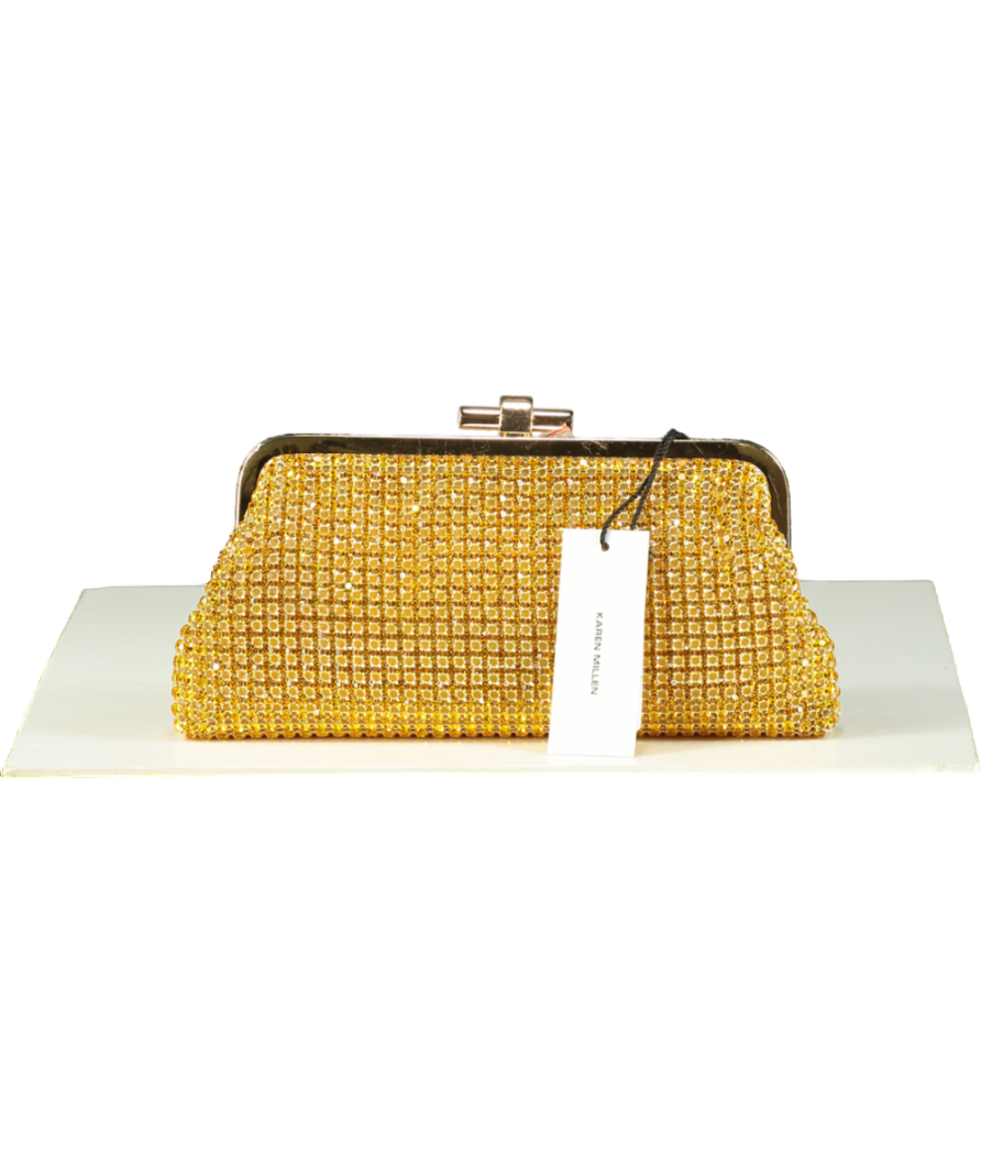 Karen Millen Yellow Rhinestone Clutch Bag with chain strap