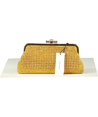 Karen Millen Yellow Rhinestone Clutch Bag with chain strap