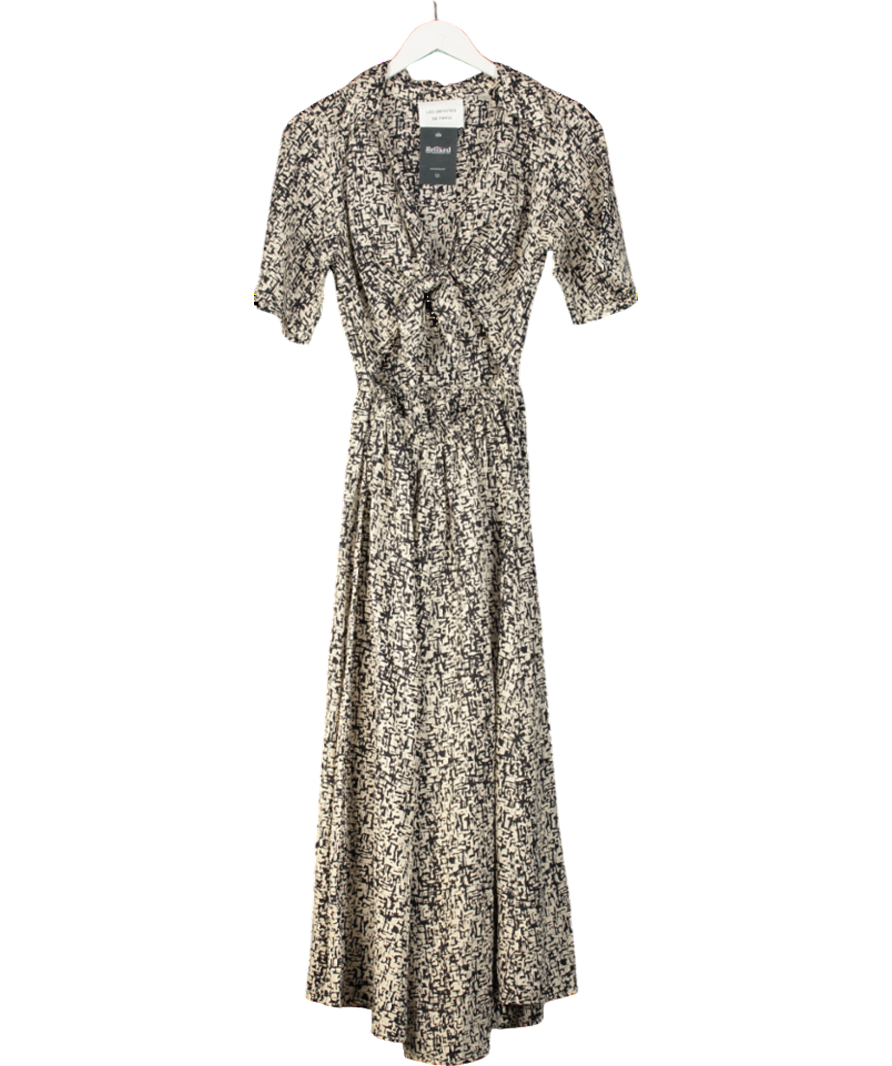 les coyotes de paris Black Karise Patterned Dress With Knot UK 8