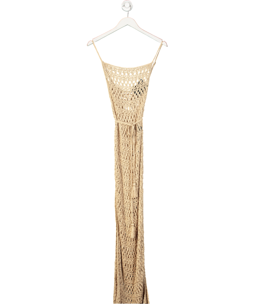 Flook The Label Beige Crochet Maxi Dress UK XS