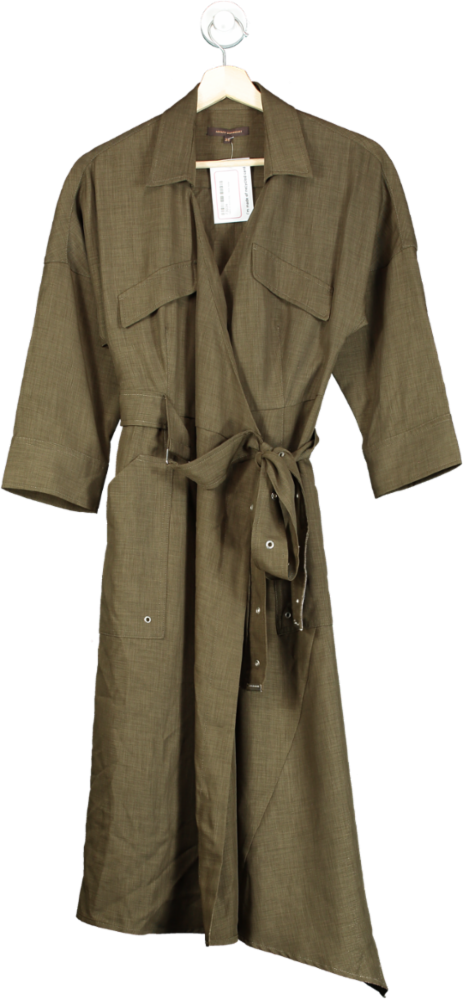 Adolfo Dominguez Olive Green Wrap Dress UK 10