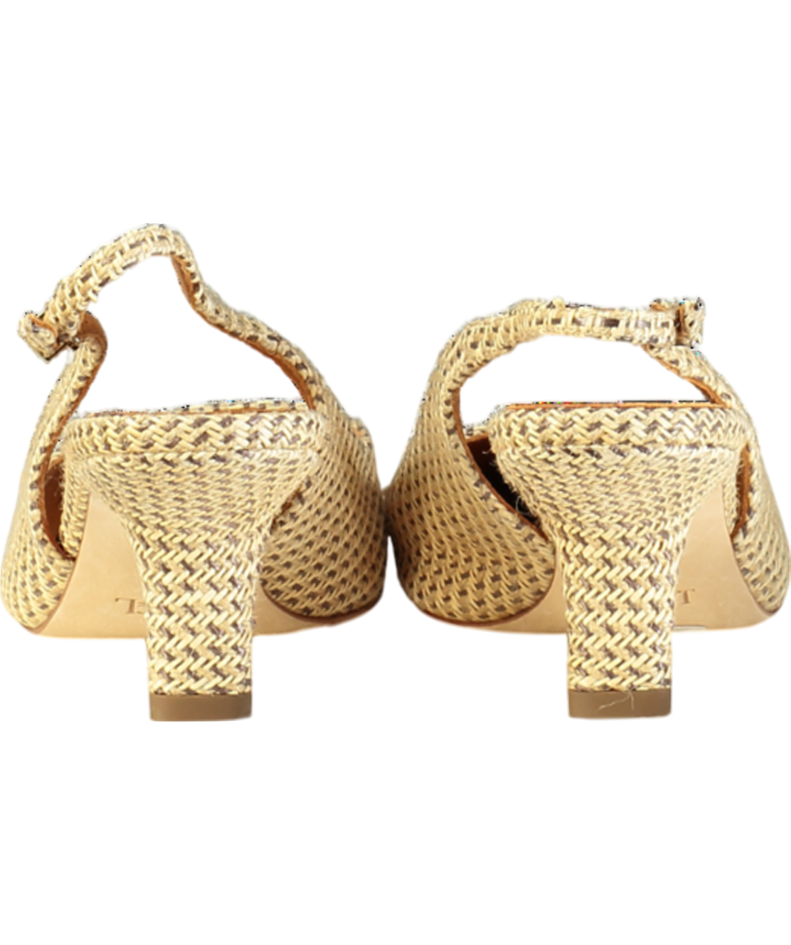 J. Mclaughlin Beige Cassidy Grasscloth Slingback Heels UK 8.5 EU 41.5 👠