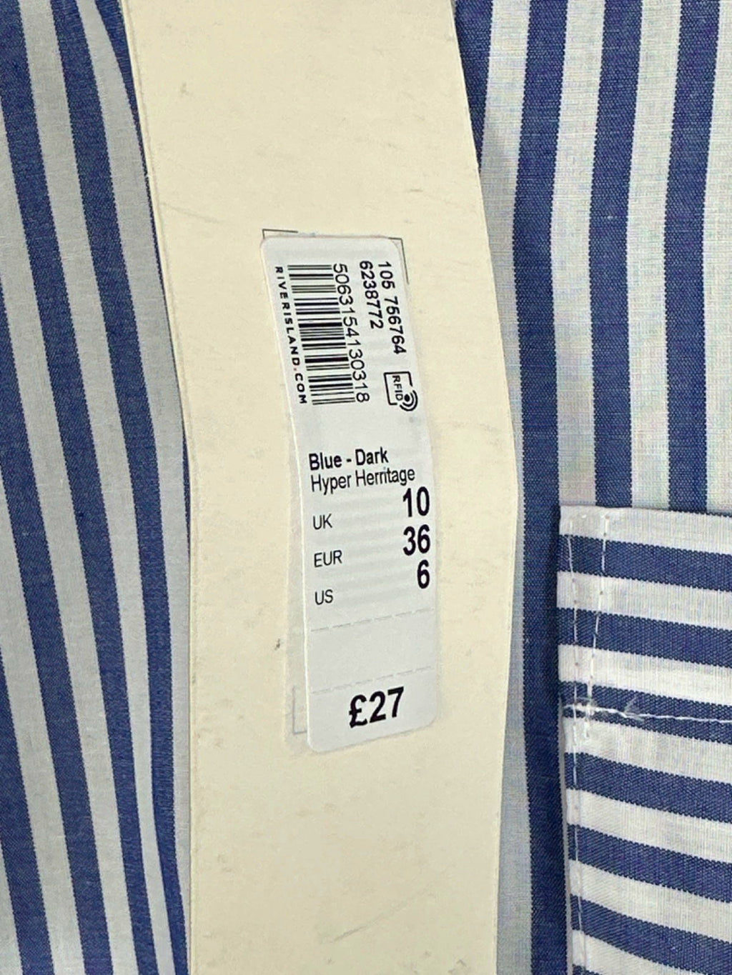 River Island Blue-White Striped Shirt UK 10