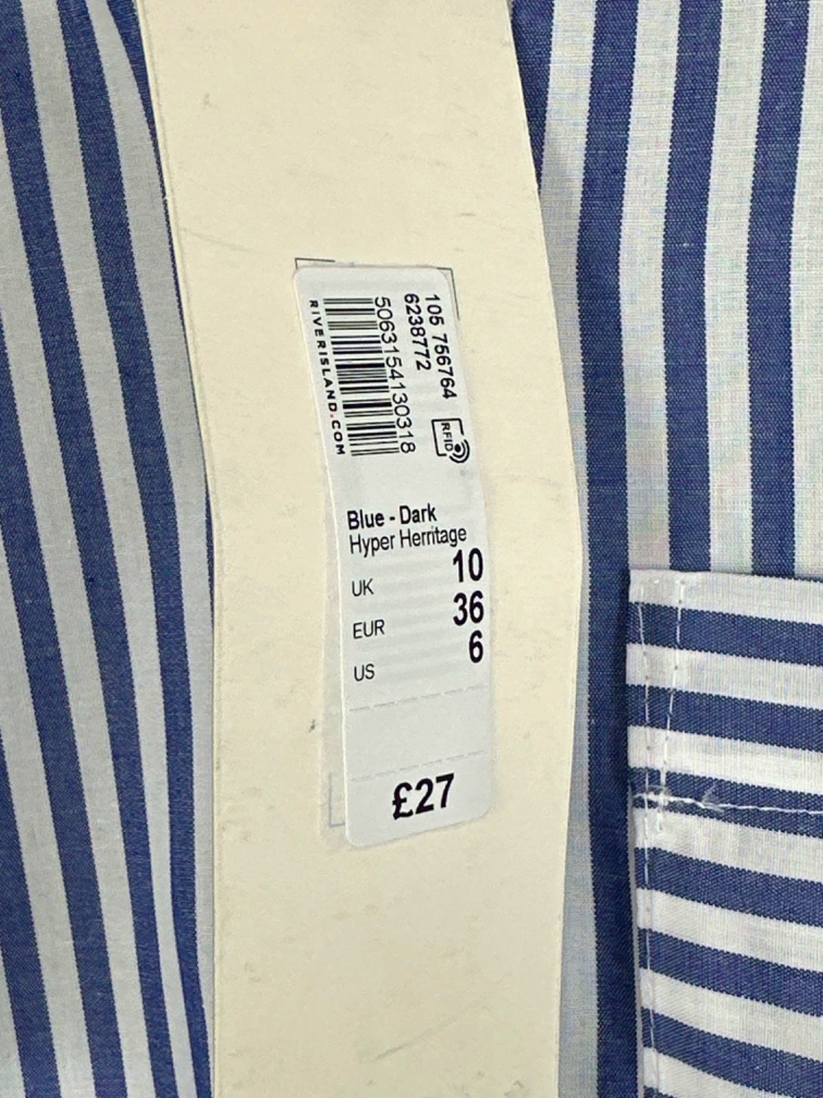 River Island Blue-White Striped Shirt UK 10