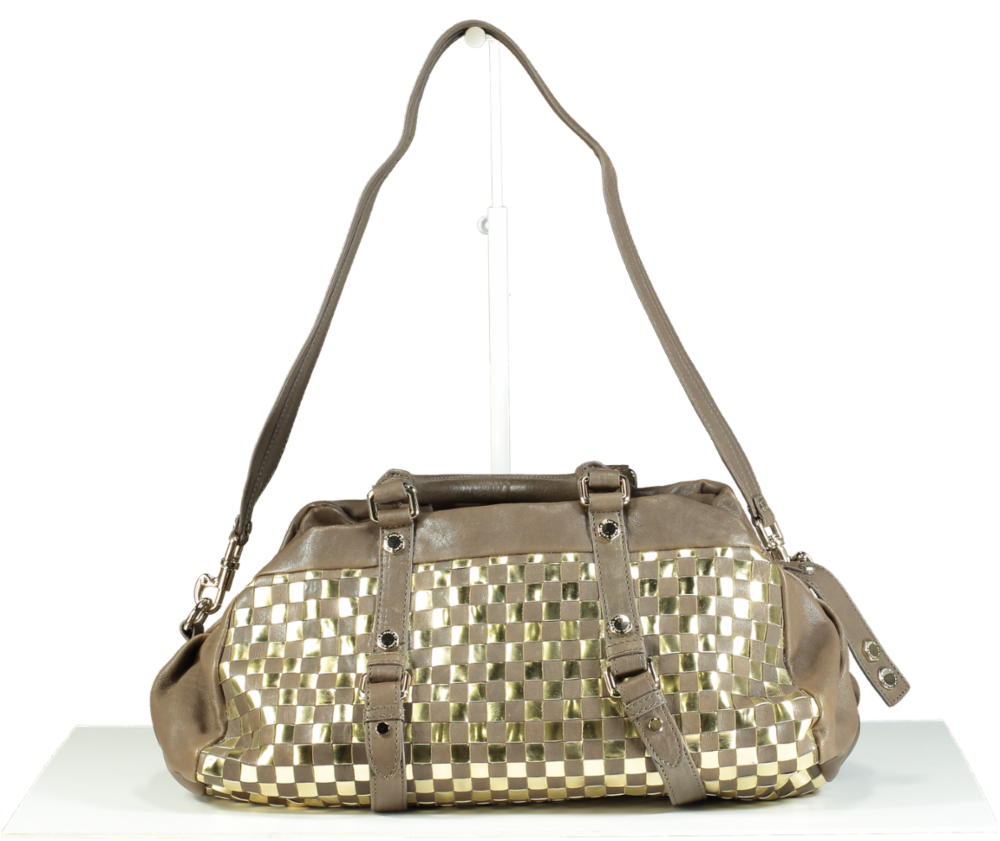 Marc by Marc Jacobs Metallic Silver and Brown Quilted Satchel