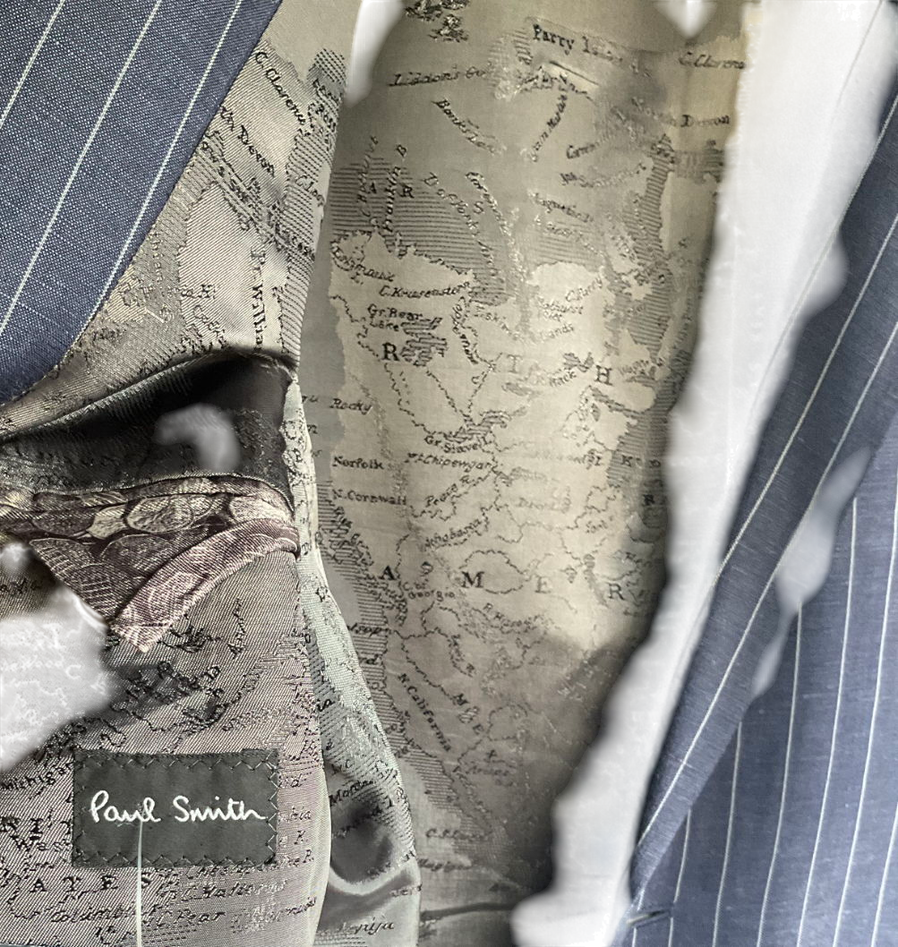 Paul Smith Blue Navy Pinstripe Wool Seersucker Unlined Blazer UK XL