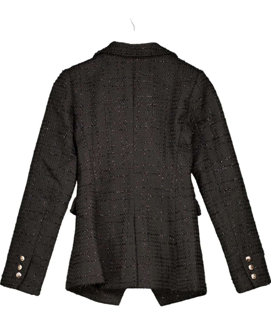 lipsy london Black Metallic Thread Double Breasted Blazer UK 6