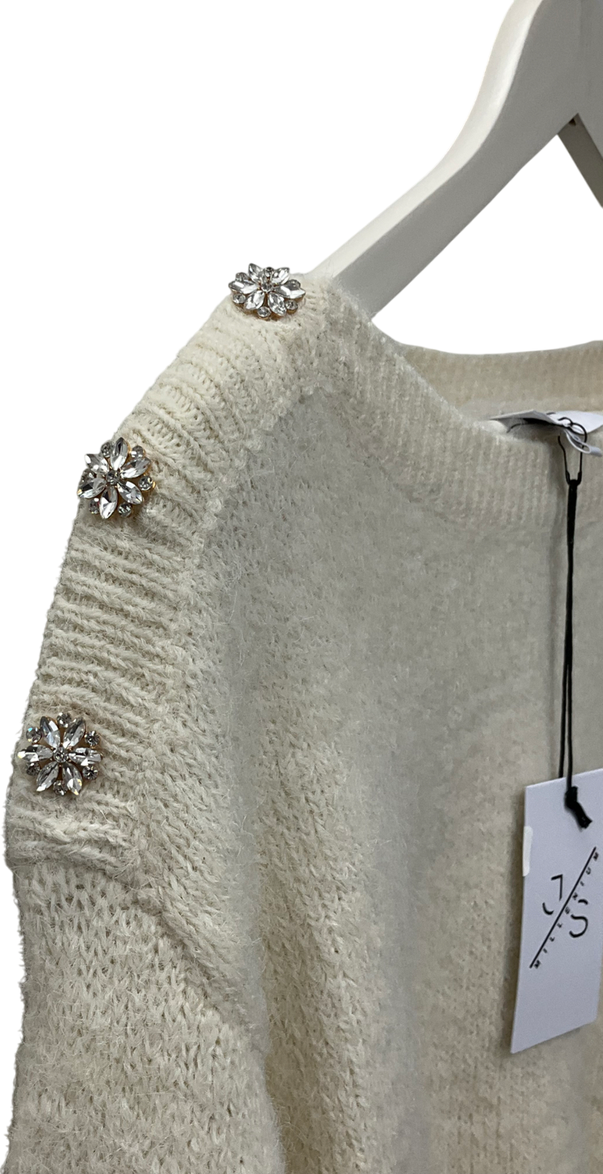 Milleniun Jewelled Cream Knitted Jumper One Size