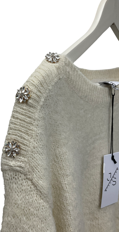 Milleniun Jewelled Cream Knitted Jumper One Size