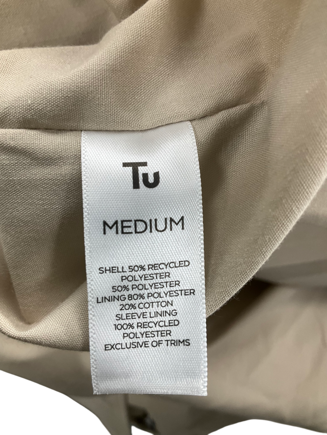 TU Beige Belted Trench Coat UK M