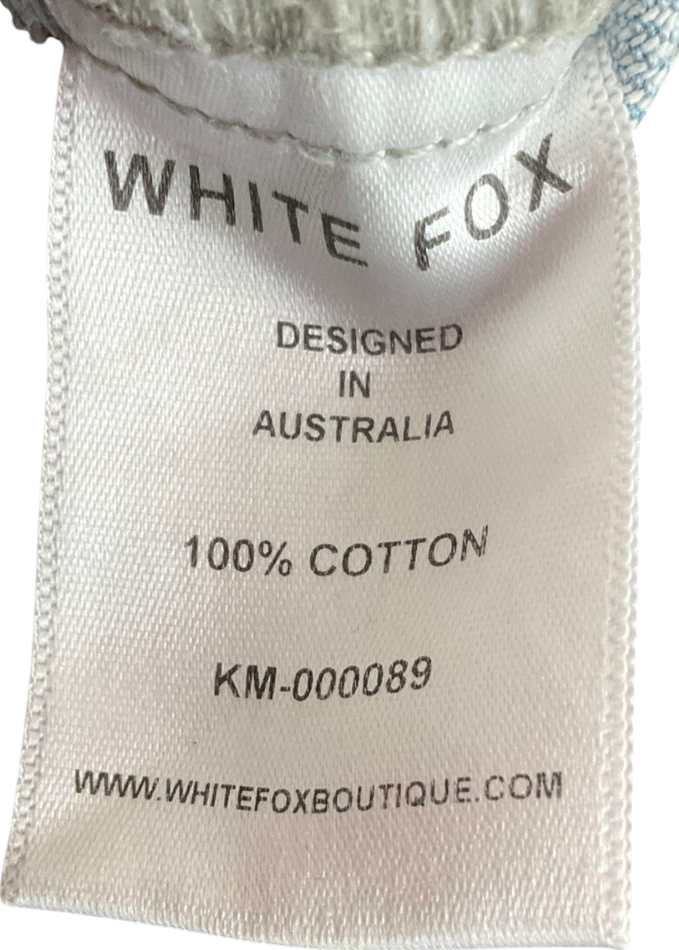 White Fox Love You Again Denim Jacket Light Blue Acid Wash UK S/M