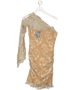 Emilio Pucci Nude One Shoulder Lace Mini Dress UK 12