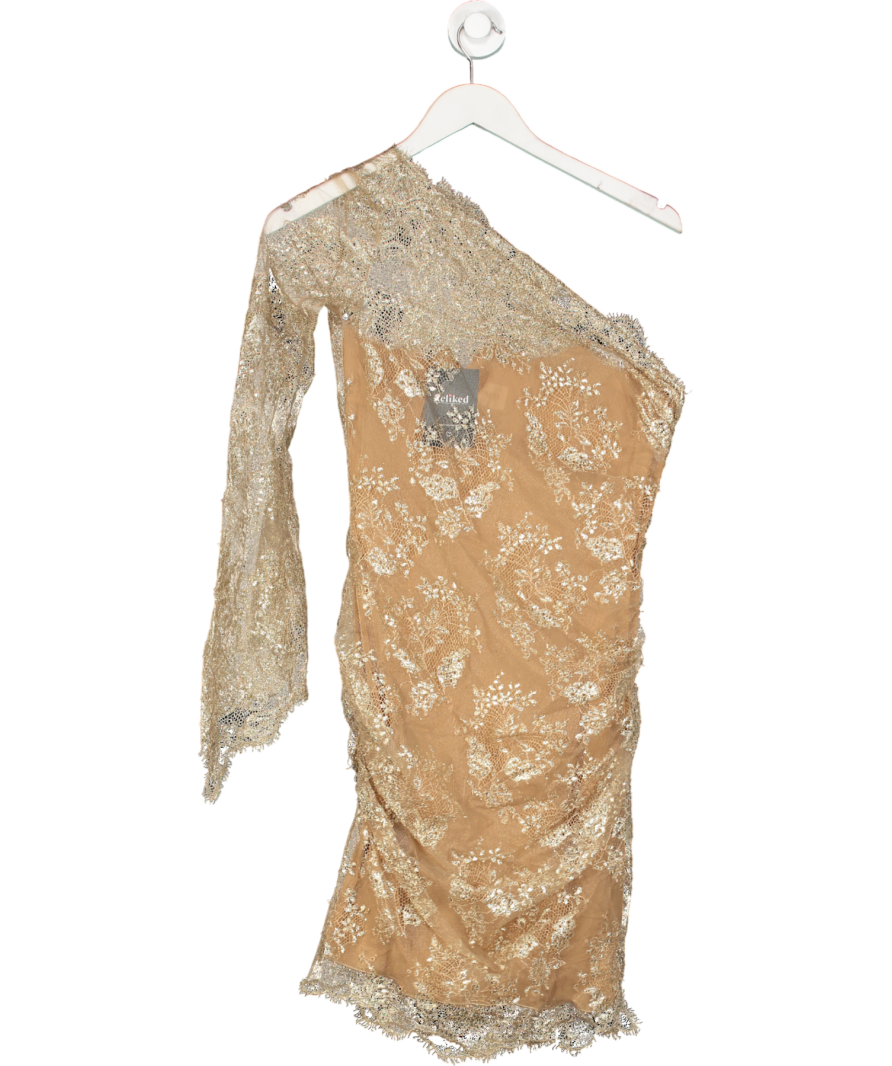 Emilio Pucci Nude One Shoulder Lace Mini Dress UK 12