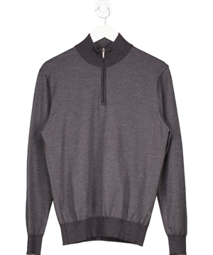 canali Grey Wool Blend Half Zip Sweater Eu 54 UK 44" CHEST