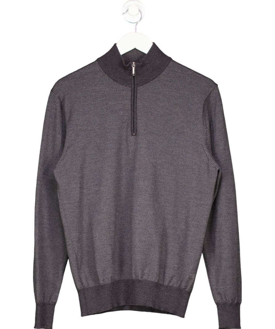 canali Grey Wool Blend Half Zip Sweater Eu 54 UK 44" CHEST