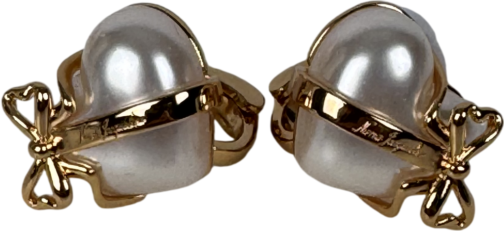 Nana Jacqueline Gold & Pearl Amor heart Earrings in gift box