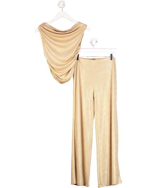 ZARA Metallic Draped Top & Trouser Set UK S