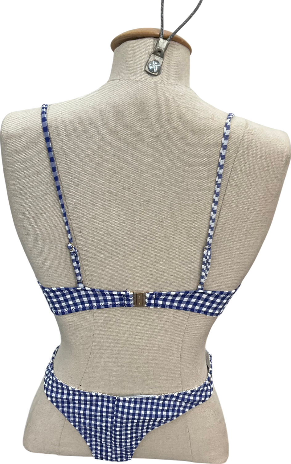 White Fox Beachside Bikini Top Blue Gingham & Seashell Bottoms Blue Gingham UK S