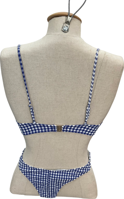 White Fox Beachside Bikini Top Blue Gingham & Seashell Bottoms Blue Gingham UK S