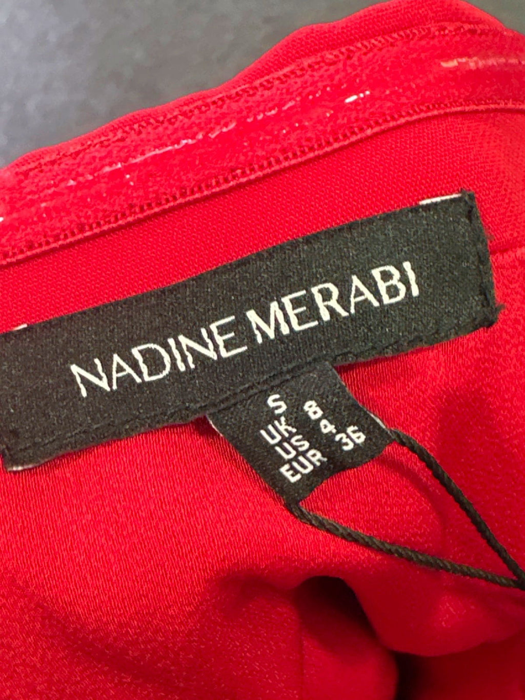 Nadine Merabi Red Flower Ruffle Sleeveless Midi Dress UK S