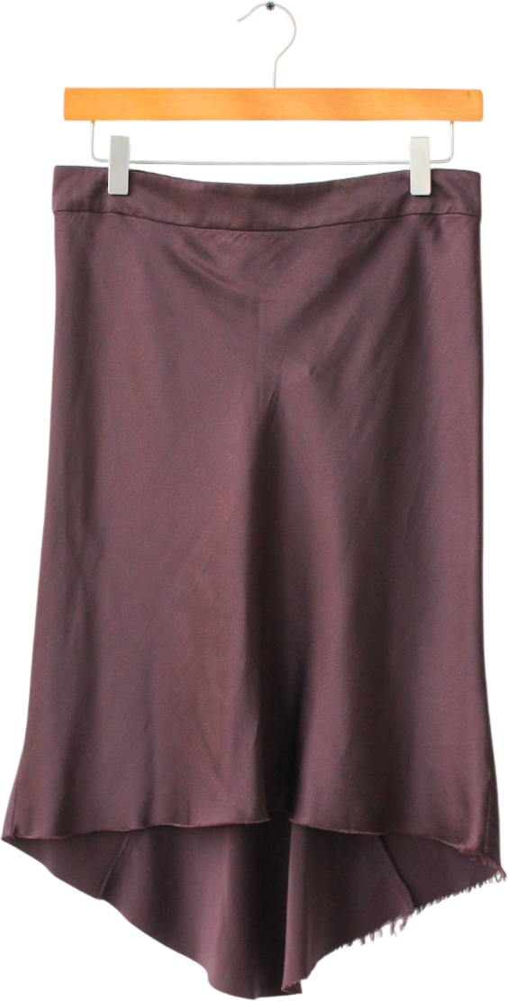 RAEY Chocolate Brown Silk Asymmetric Slip Skirt UK 8