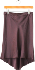 RAEY Chocolate Brown Silk Asymmetric Slip Skirt UK 8