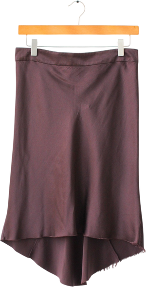 RAEY Chocolate Brown Silk Asymmetric Slip Skirt UK 8