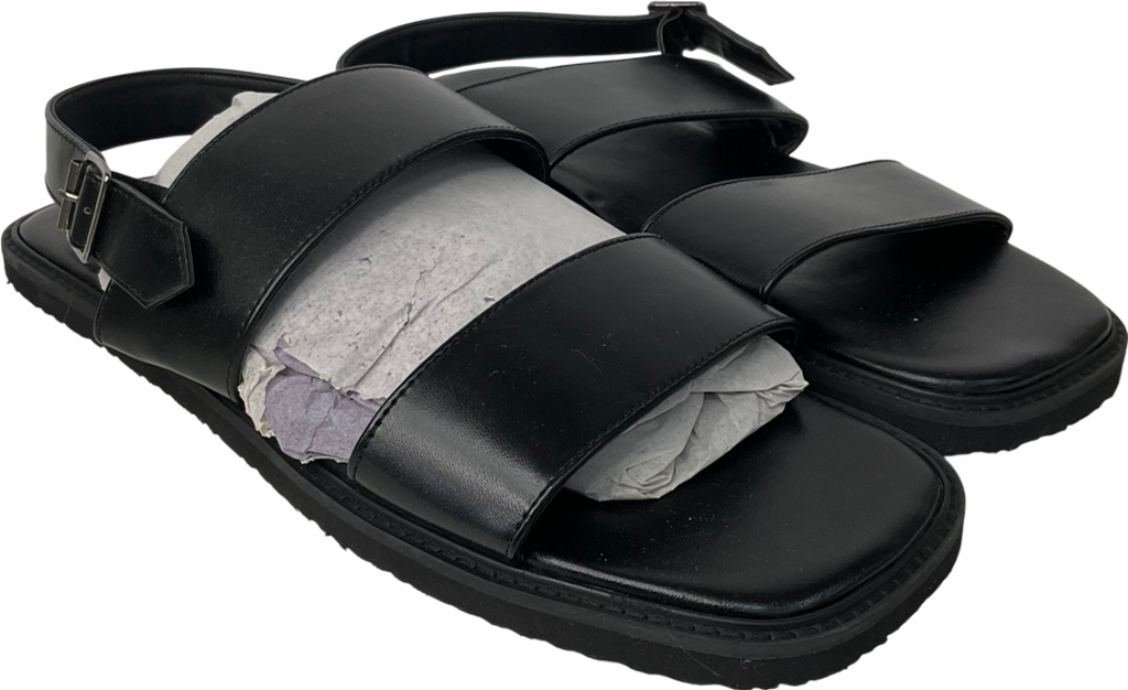 boohooMan Black Smart Buckle Sandal UK 10 EU 44 👞