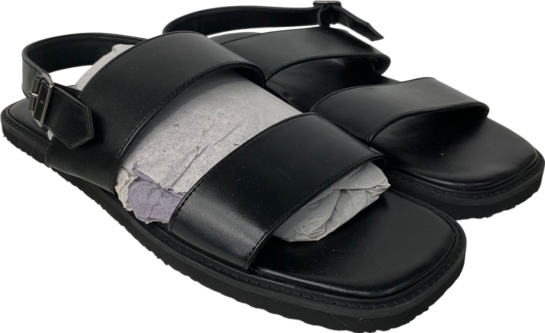 boohooMan Black Smart Buckle Sandal UK 10 EU 44 👞