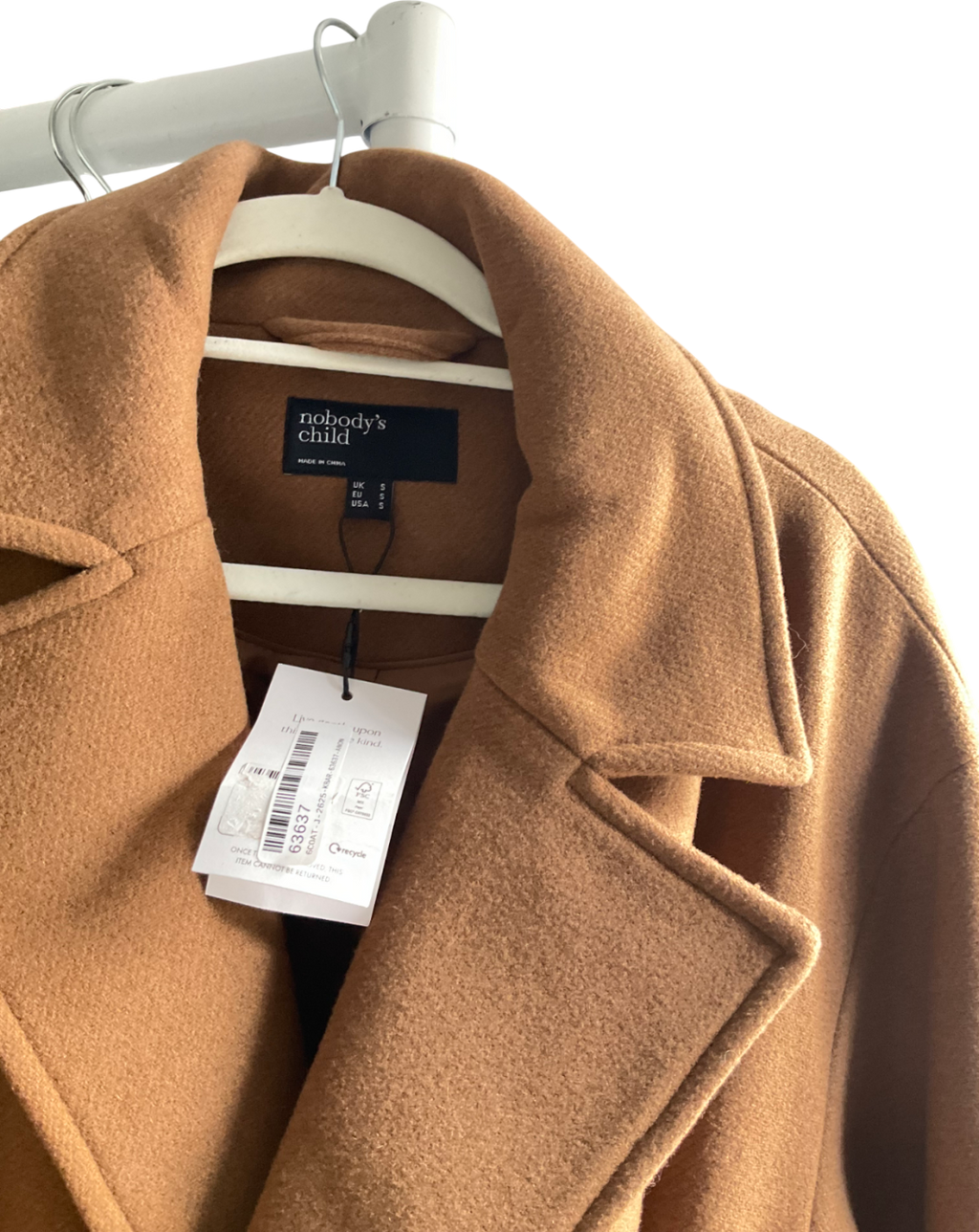 Nobody's Child Beige Oversized Camel Belted Wool Blend Coat UK S