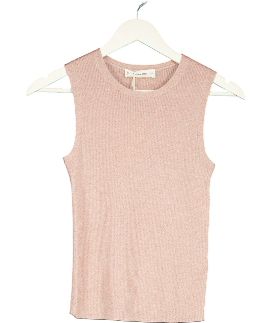 EVERLANE Pink Lurex Merino Wool Blend Tank Top UK XS
