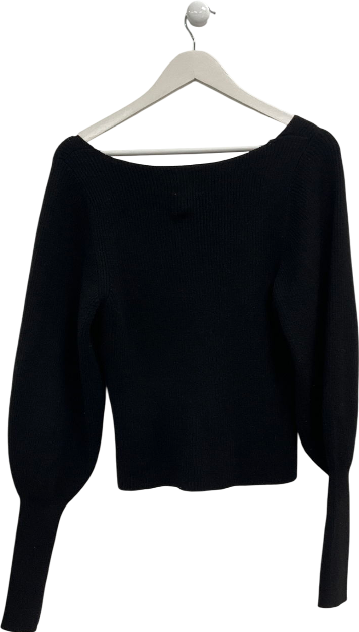 H&M Black Fine-knit V-neck Jumper UK S