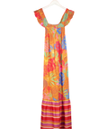 Next Orange Tropical Print Square Neck Frill Sleeve Maxi Dress UK 10