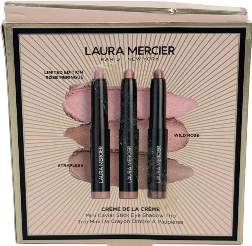 Laura Mercier Crème De La Crème Mini Caviar Stick Eyeshadow Trio - Ed Rose Meringue, Strapless, Wild Rose 1g X3