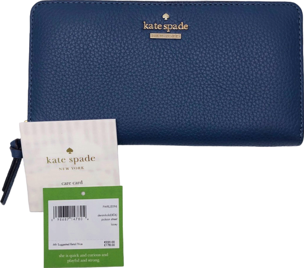Kate Spade Denim Blue Leather large zip round Wallet