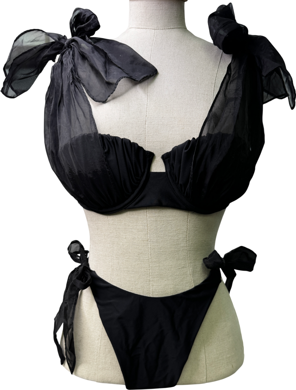 Club L London Black Adrift 2-piece Bikini With Bows UK 6